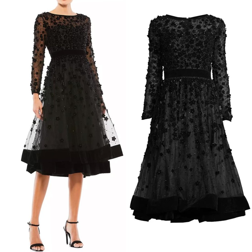 Mac Duggal floral aplique fit flare A line dress NO OFFER CONSIDERED - Picture 3 of 8